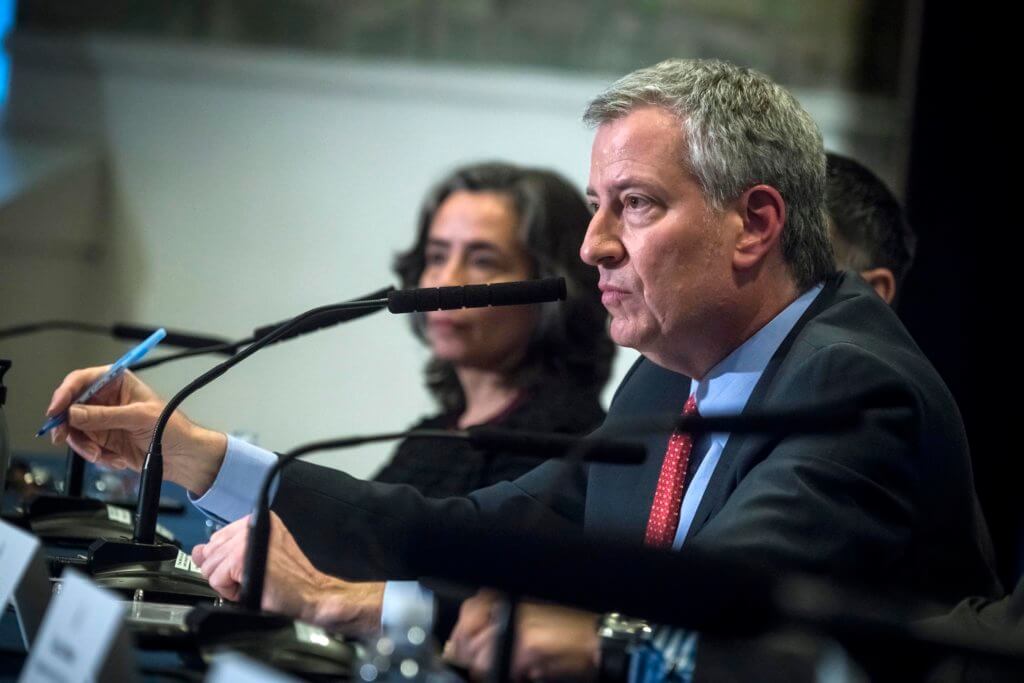 Mayor Bill de Blasio holds a media availability on COVID-19. Bellevue Hospital, Manhattan. Tuesday, March 10, 2020. Credit: Ed Reed/Mayoral Photography Office