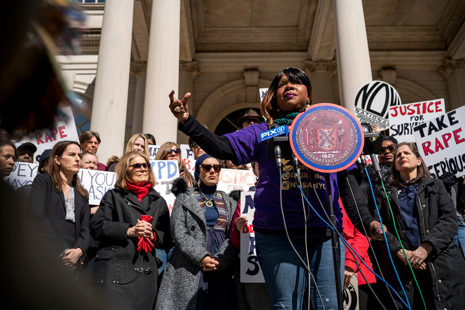 Helen Rosenthal, Gloria Steinem Demand Reforms to NYPD's Special Victims Division 3 Aniya A., founder of the Neighborhood Violence Survivors Alliance shared her own story of becoming homeless after an attempted home invasion of her home in the Bronx that was ignored by NYPD. Photo by Tsubasa Berg