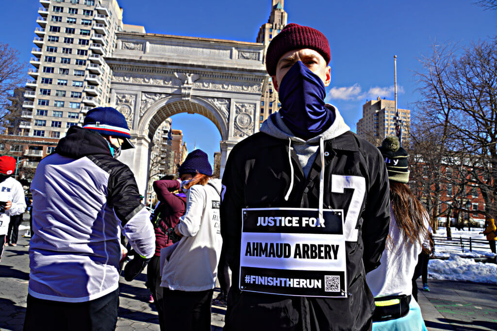 Running in protest: Activists race in Washington Square Park for racial justice and gun violence awareness during Black History Month 4