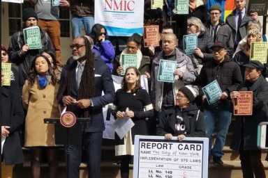 Rally for tenant safety outside City Hall (Credit: Office of CM Helen Rosenthal)