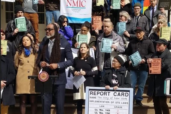 Rally for tenant safety outside City Hall (Credit: Office of CM Helen Rosenthal)