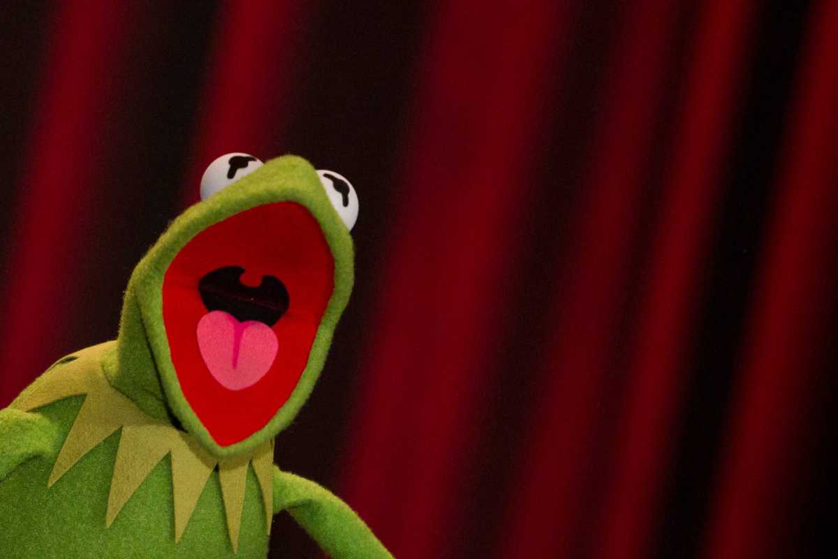 Muppet Kermit the Frog poses during a photocall promoting the movie The Muppets in Berlin