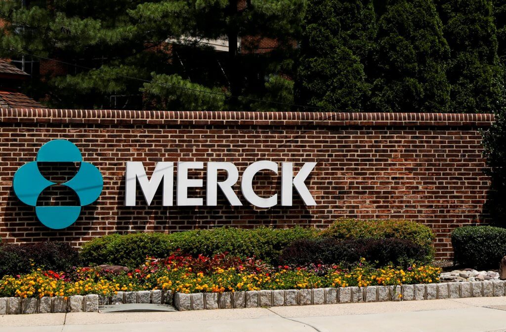 FILE PHOTO: The Merck logo is seen at a gate to the Merck & Co campus in Linden, New Jersey