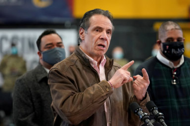 FILE PHOTO: New York Governor Andrew Cuomo visits vaccination site in Brooklyn