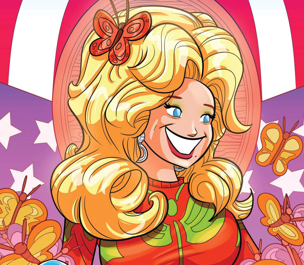 An image shows a cover page of a TidalWave Comics’ comic book based on life of singer Dolly Parton, with planned release date March 31, 2021