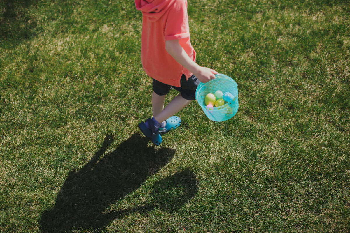 Boy on an Easter egg hunt