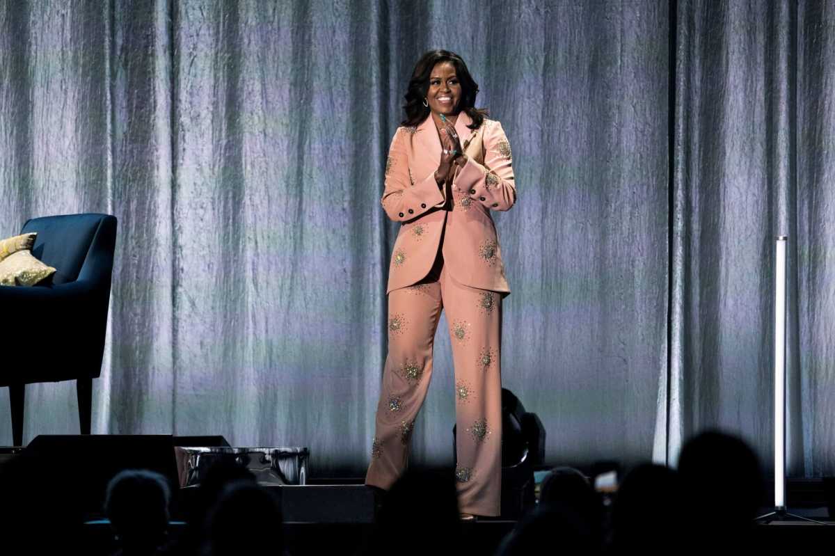 FILE PHOTO: Former first lady Obama presents at Royal Arena during book tour in Copenhagen