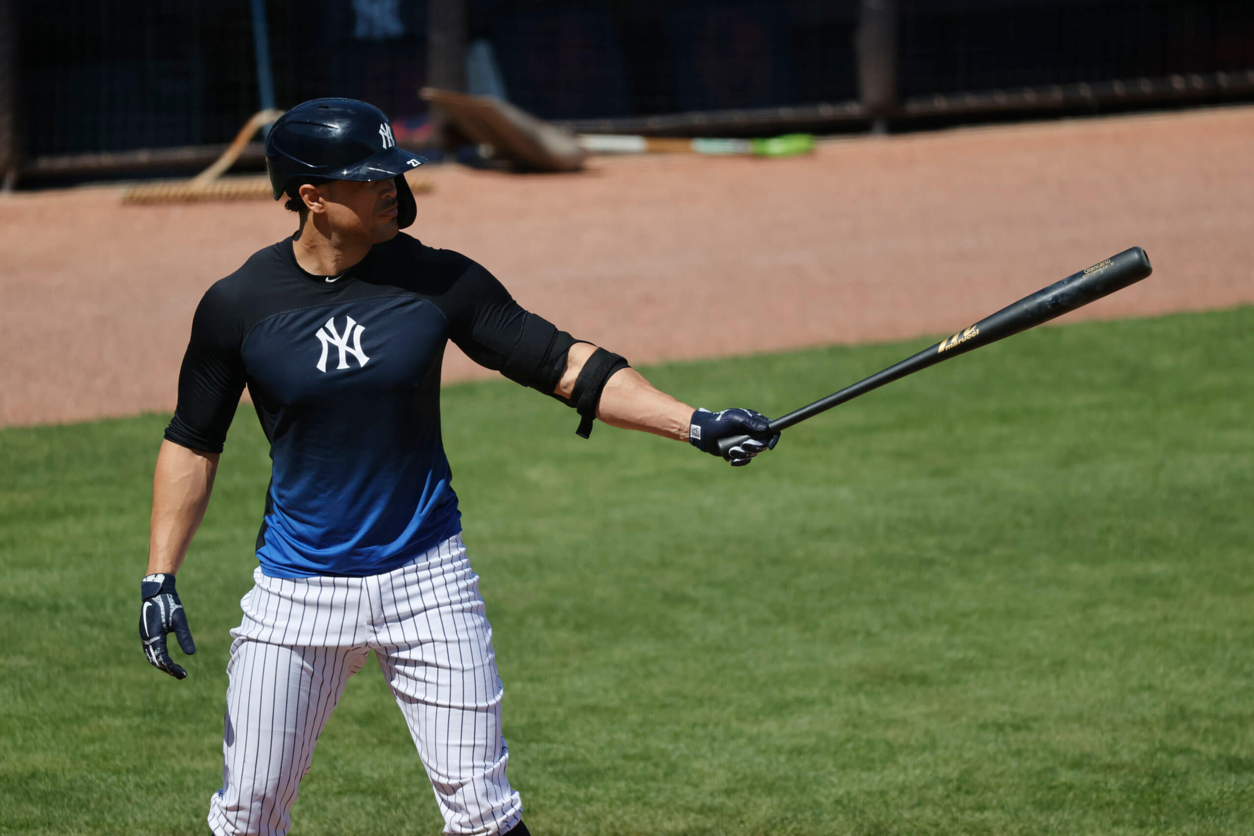 Yankees slugger Giancarlo Stanton will continue to get field work