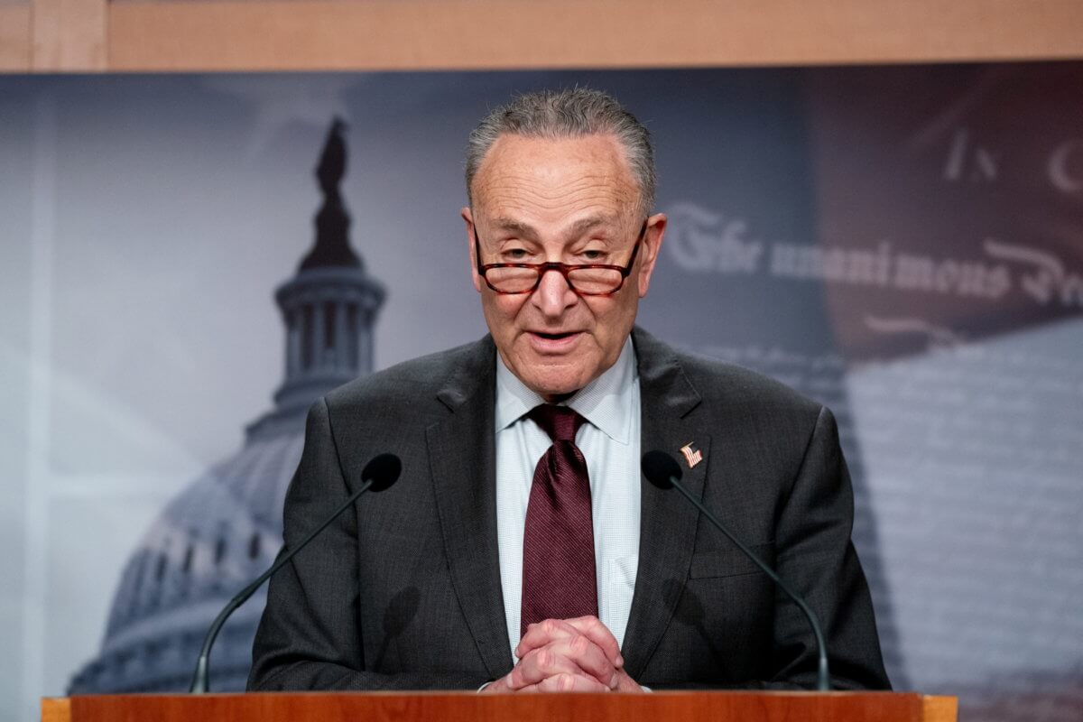 Senate Democrats hold a news conference on Capitol Hill