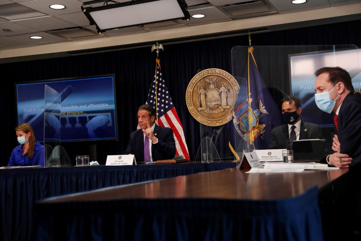 New York Governor Andrew Cuomo speaks during a news conference in New York City