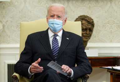 President Biden holds a meeting on the American Jobs Plan at the White House in Washington