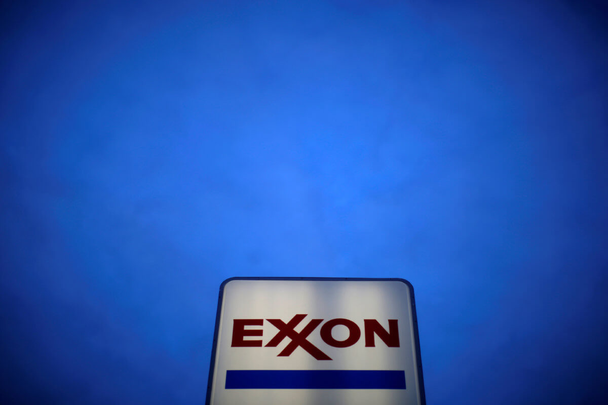 FILE PHOTO: An Exxon sign is seen at a gas station in the Chicago suburb of Norridge