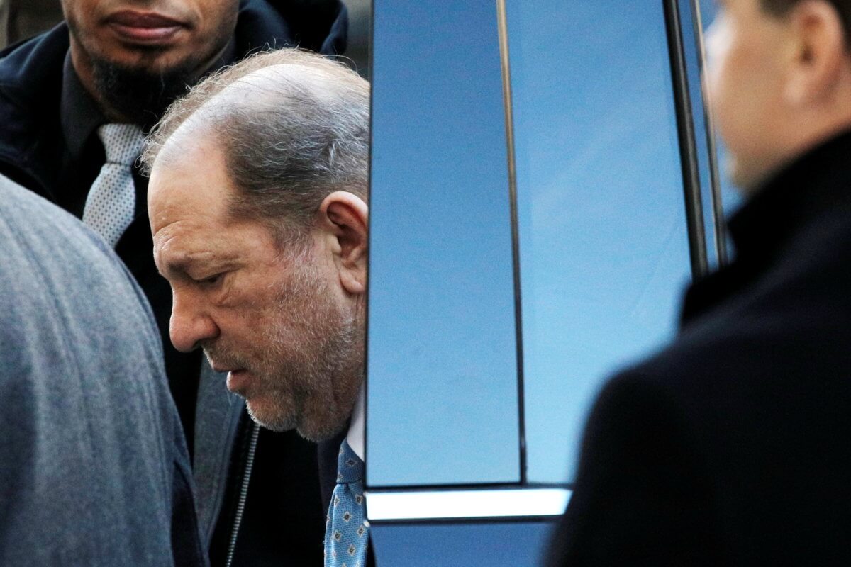 FILE PHOTO: Film producer Harvey Weinstein arrives at New York Criminal Court ahead of the fifth day of jury deliberations for his sexual assault trial in the Manhattan borough of New York City, New York
