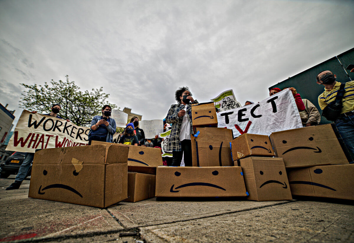 Amazon and other essential workers in Queens deliver demands to Cuomo 2