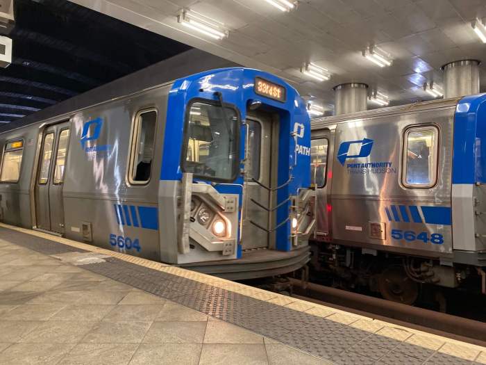 PATH trains at the Journal Square Station in Jersey City