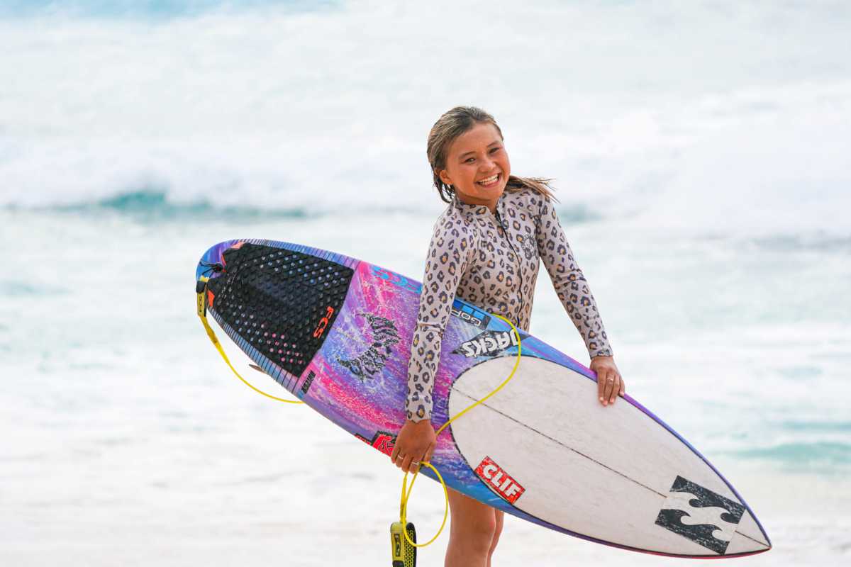 Skateboarding sensation Sky Brown, 12, surfs in Oahu