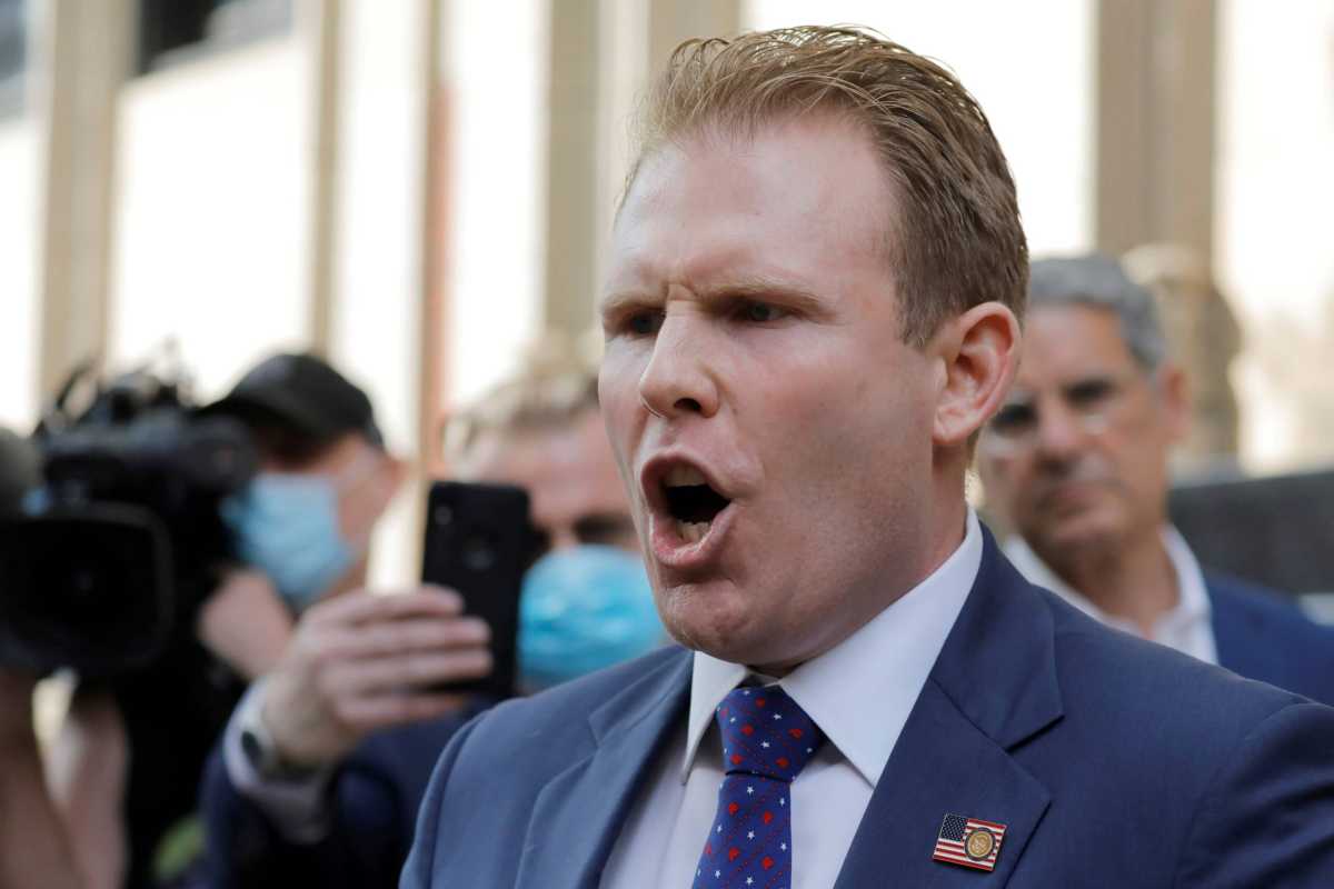 FILE PHOTO: Andrew Giuliani, son of Former New York City Mayor Rudy Giuliani, personal attorney to U.S. President Donald Trump, addresses the media outside Rudy Giuliani’s apartment in Manhattan, New York City, New York