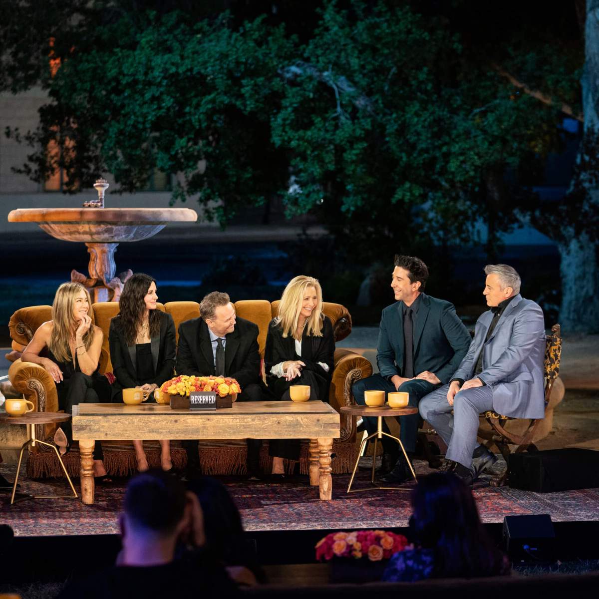 Jennifer Aniston, Courteney Cox, Matthew Perry, Lisa Kudrow, David Schwimmer and Matt LeBlanc are seen during the “Friends” reunion