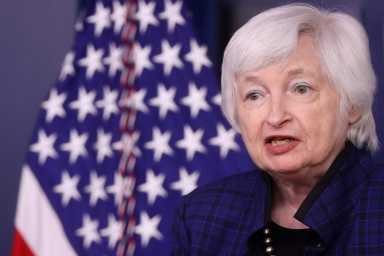 FILE PHOTO: U.S. Treasury Secretary Yellen joins White House Press Secretary Psaki for the daily press briefing at the White House in Washington