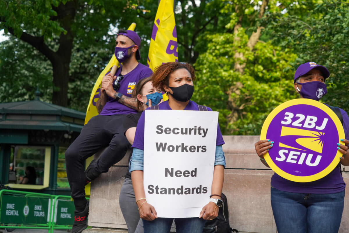 Homeless security officers send out an SOS at Columbus Circle over bad pay 2