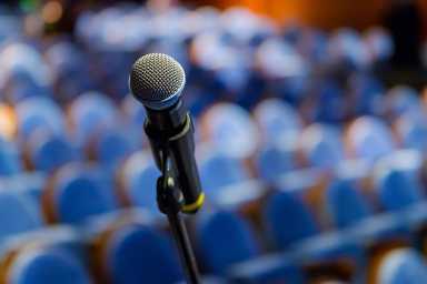 Microphone close up at the conference