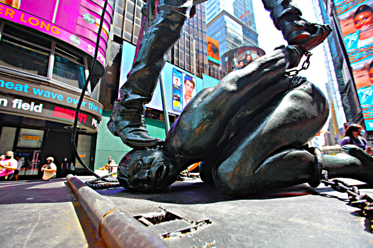 Expressionist Black history statue pops-up in Times Square amid Chauvin sentencing 2