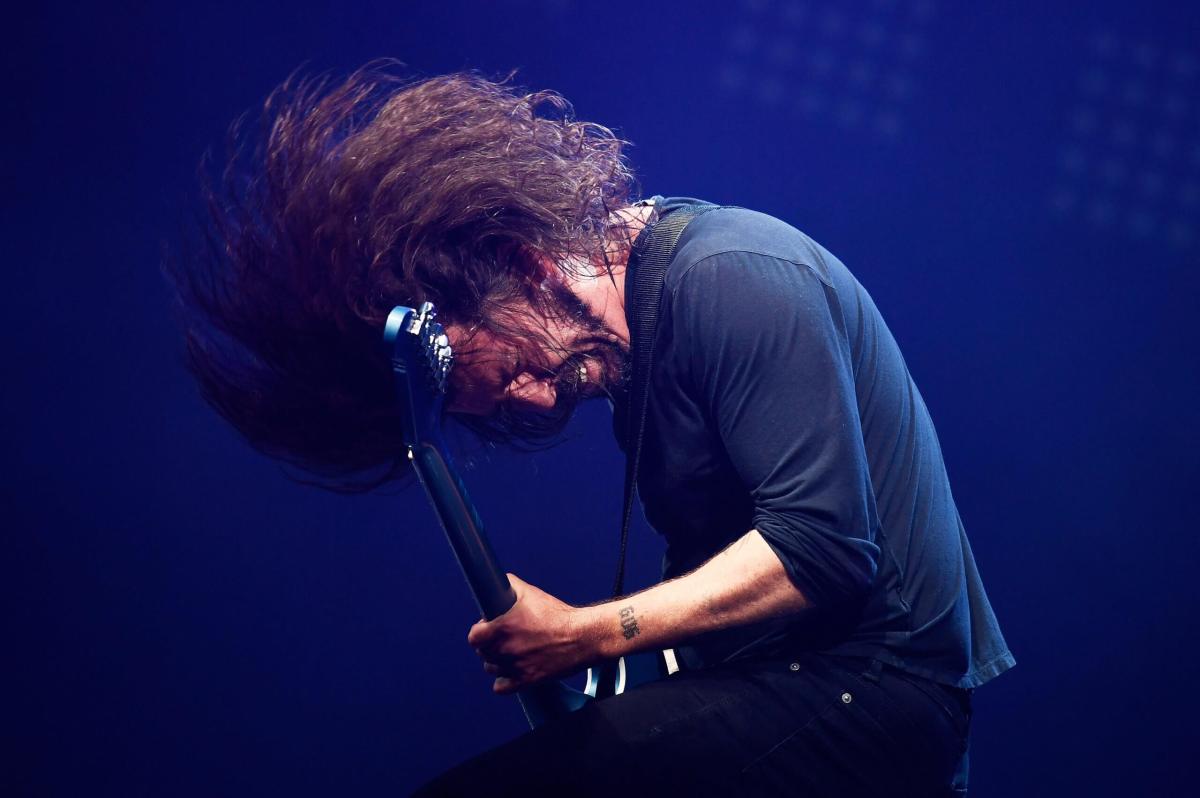 The Foo Fighters perform at Worthy Farm in Somerset during the Glastonbury Festival