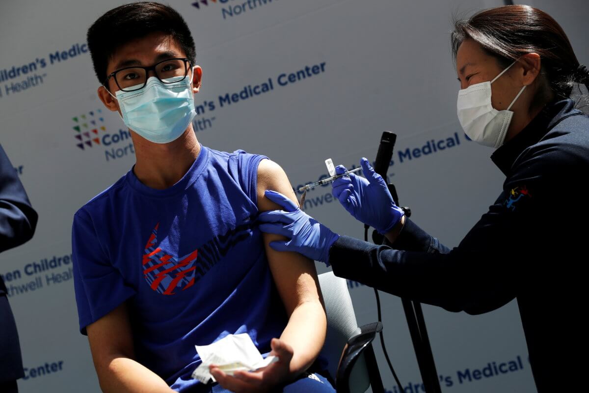 Children receive Pfizer-BioNTech vaccine for the coronavirus disease (COVID-19) in New Hyde Park, New York