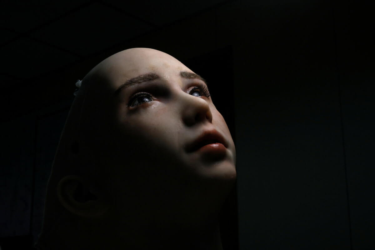 Humanoid robot Grace, developed by Hanson Robotics, is seen at the company’s lab in Hong Kong
