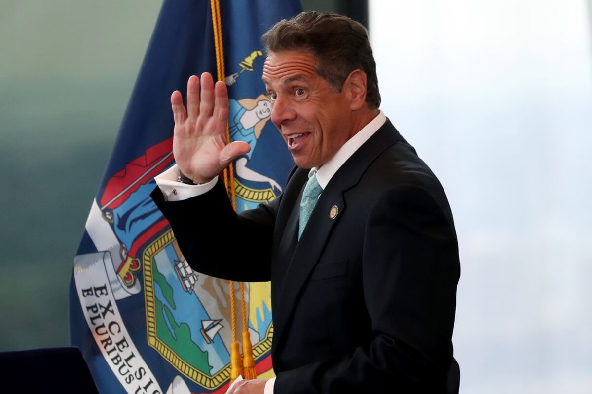 New York Governor Andrew Cuomo arrives to make an announcement at One World Trade Center Tower in New York