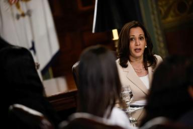 FILE PHOTO: U.S. Vice President Kamala Harris hosts an event marking the anniversary of the Deferred Action for Childhood Arrivals (DACA) program, in Washington