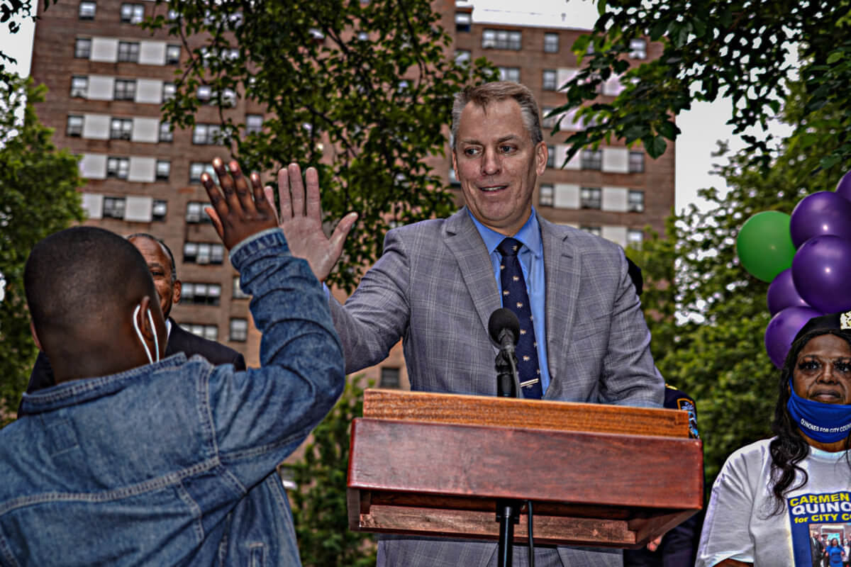 NYPD, community leaders unveil renovated Frederick Douglass Houses basketball  court