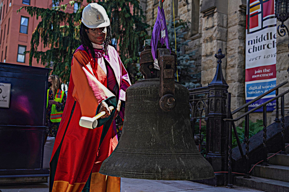 SEE IT: Historic Liberty Bell is removed from charred East Village church 9