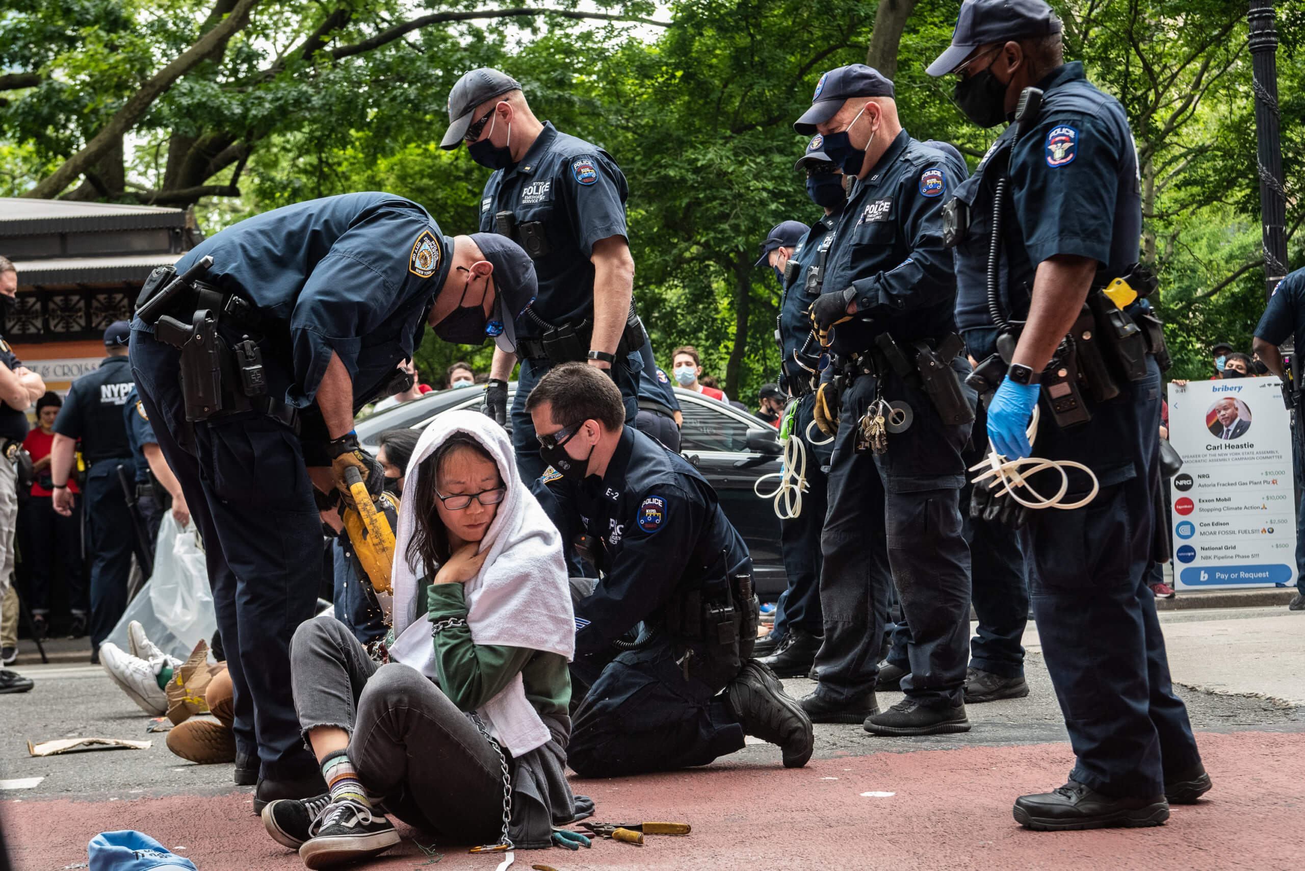 Climate activists cuffed at Downtown protest over Public Renewables Act 5