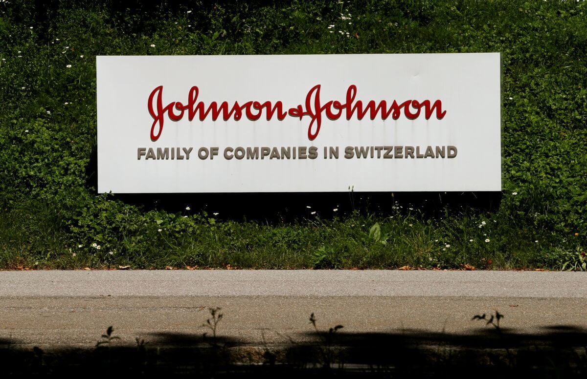 FILE PHOTO: Logo of healthcare company Johnson & Johnson is seen in Zug