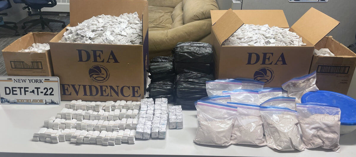 Glassines and powder seized – fentanyl and heroin
