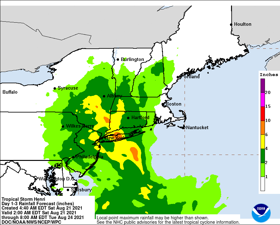 Projected rainfall totals