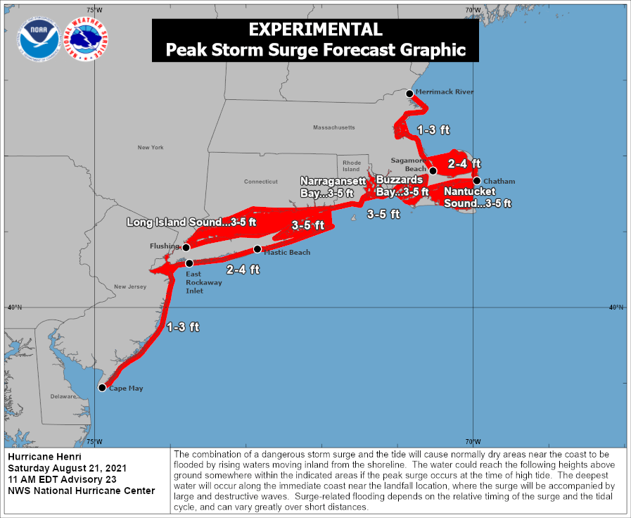 Projected storm surge totals