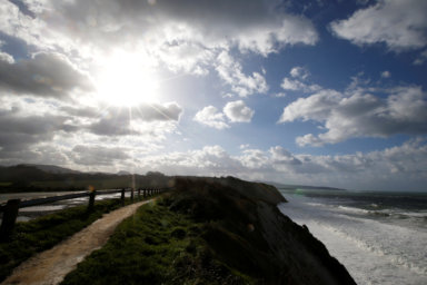 General view shows the Atlantic ocean near the road between Saint-Jean-De-Luz and Hendaye, in Socoa, France