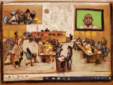 R Kelly attends Brooklyn’s Federal District Court during the start of his trial in New York