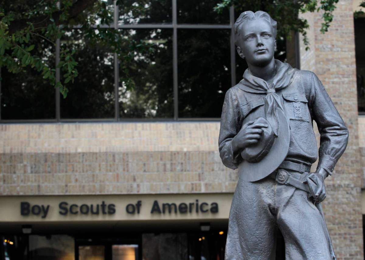 FILE PHOTO: Scout statue at the Boy Scouts of America headquarters in Irving