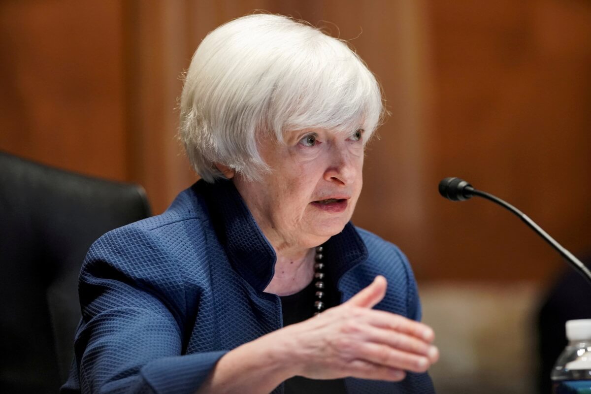 FILE PHOTO: U.S. Treasury Secretary Janet Yellen answers questions during a Senate Appropriations Subcommittee hearing