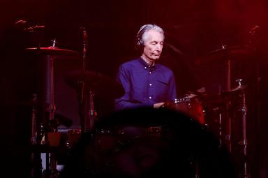 FILE PHOTO: Charlie Watts of the Rolling Stones performs during a concert of their “No Filter” European tour at the new U Arena stadium in Nanterre near Paris