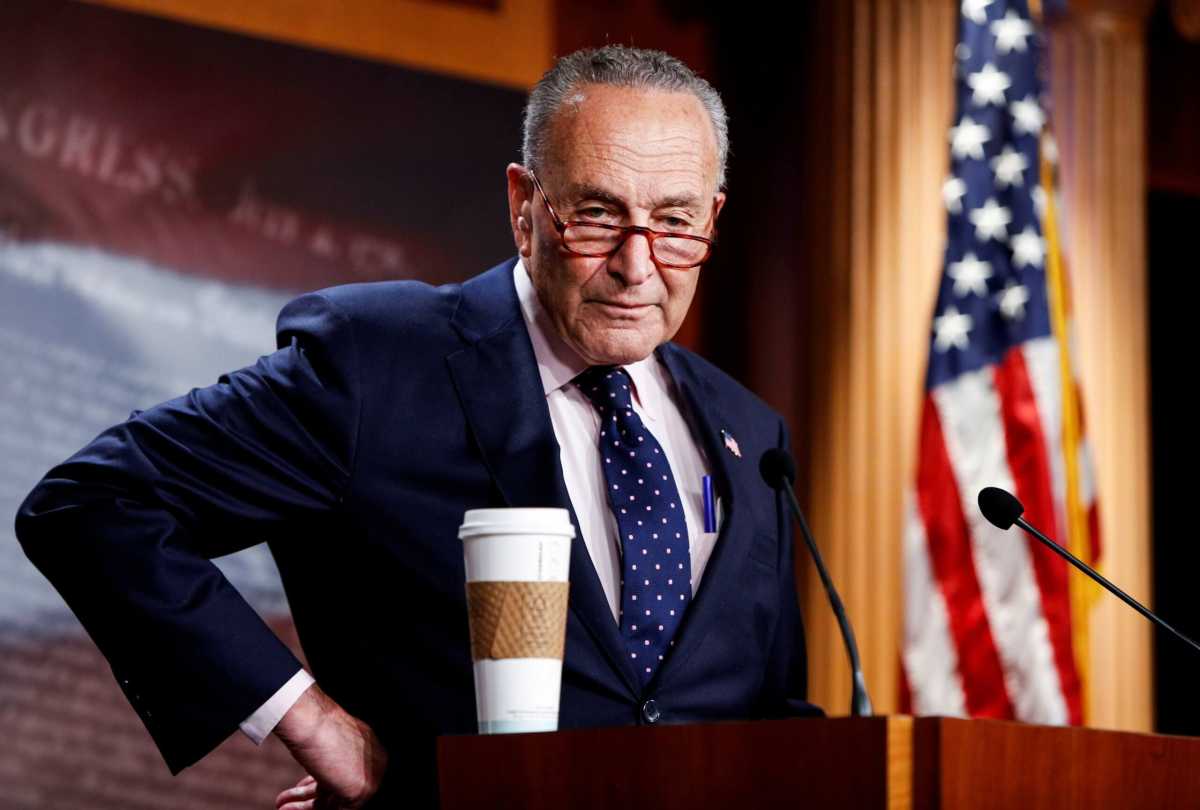 FILE PHOTO: U.S. Senate Majority Leader Schumer holds news conference at the U.S. Capitol in Washington