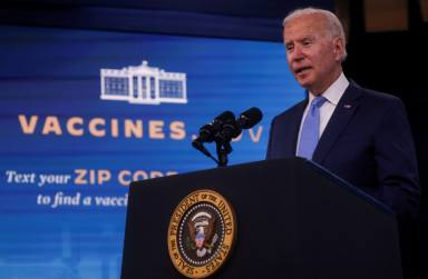 FILE PHOTO: U.S. President Joe Biden speaks about the administration’s coronavirus response at the White House in Washington
