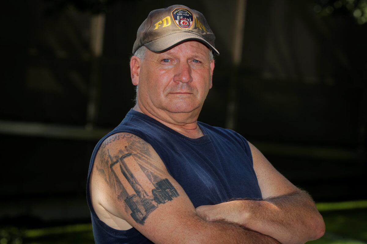 Tom Canavan, who worked inside 1 World Trade Center on 9/11, gives interview in New York City