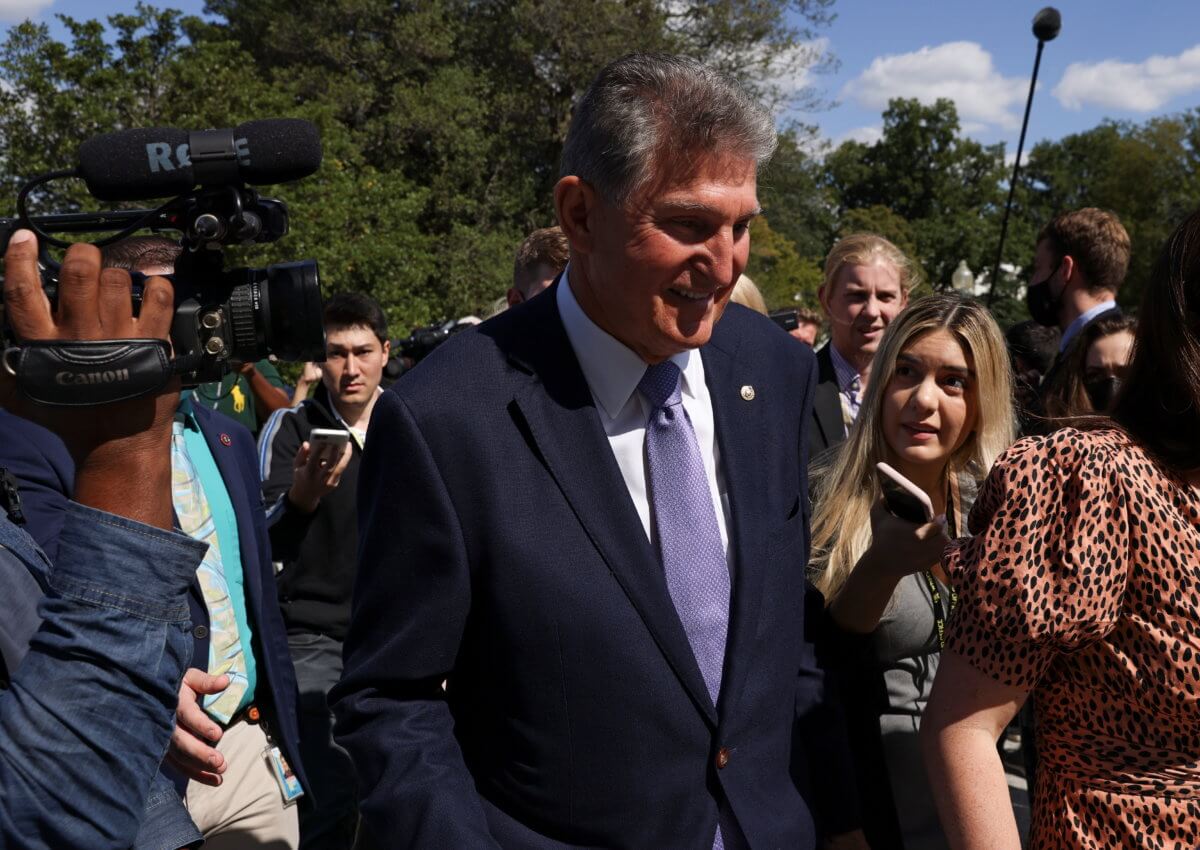 U.S. Senator Joe Manchin faces reporters at the U.S. Capitol in Washington