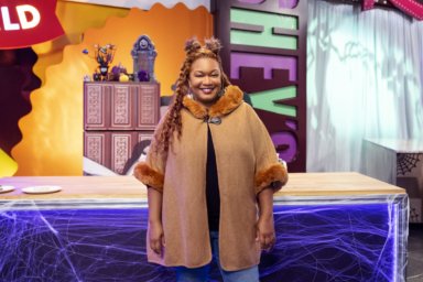 Host Sunny Anderson, as seen on Chocolate Meltdown at Hershey Park, Season 1.