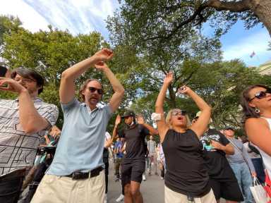 An enthusiastic crowd.7