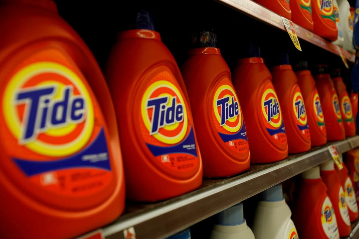 FILE PHOTO: FILE PHOTO: Tide laundry detergent, a product distributed by Procter & Gamble, is pictured on sale at a Ralphs grocery store in Pasadena
